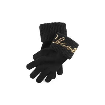 CHANEL Knit Gloves Women's Black