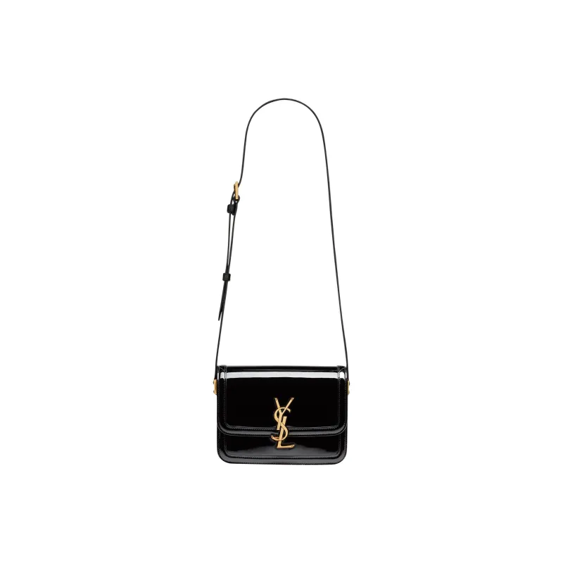 SAINT LAURENT SOLFERINO Patent Leather Tofu Bag Shoulder Bag Crossbody Bag Small Size Women's Black-1