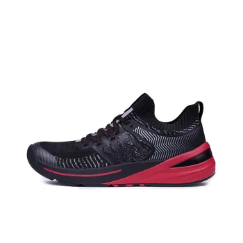 DO WIN Cushioning, Wear Resistant Low Top Marathon Running Shoes Unisex Black Red
