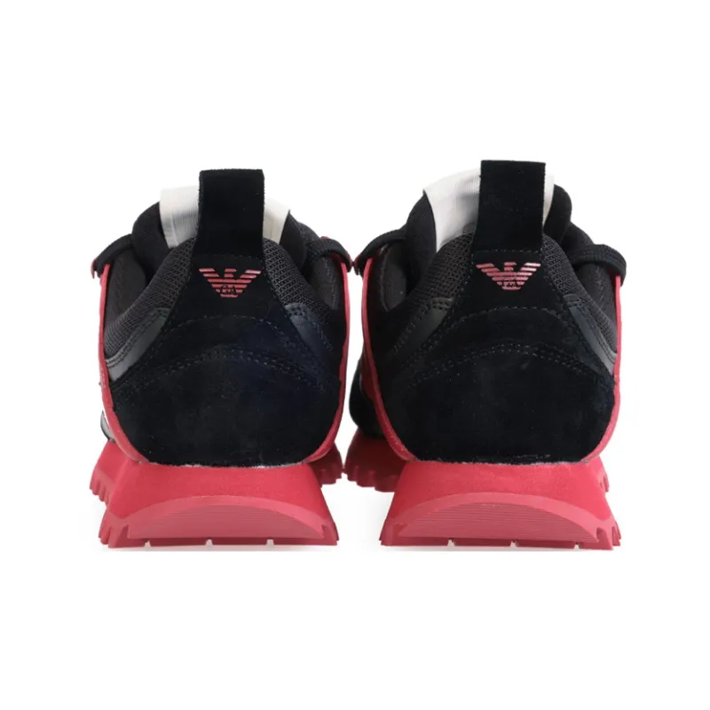 EMPORIO ARMANI Anti Slip Wear Resistant Low Top Casual Shoes Men's Black Pink-4