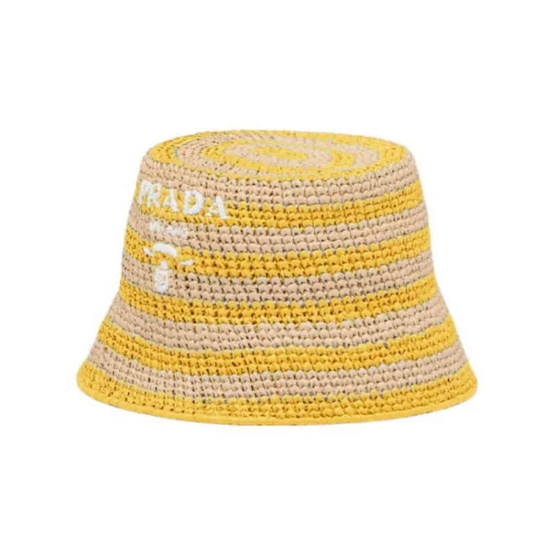 PRADA Bucket Hats Women's Beige/Yellow-0