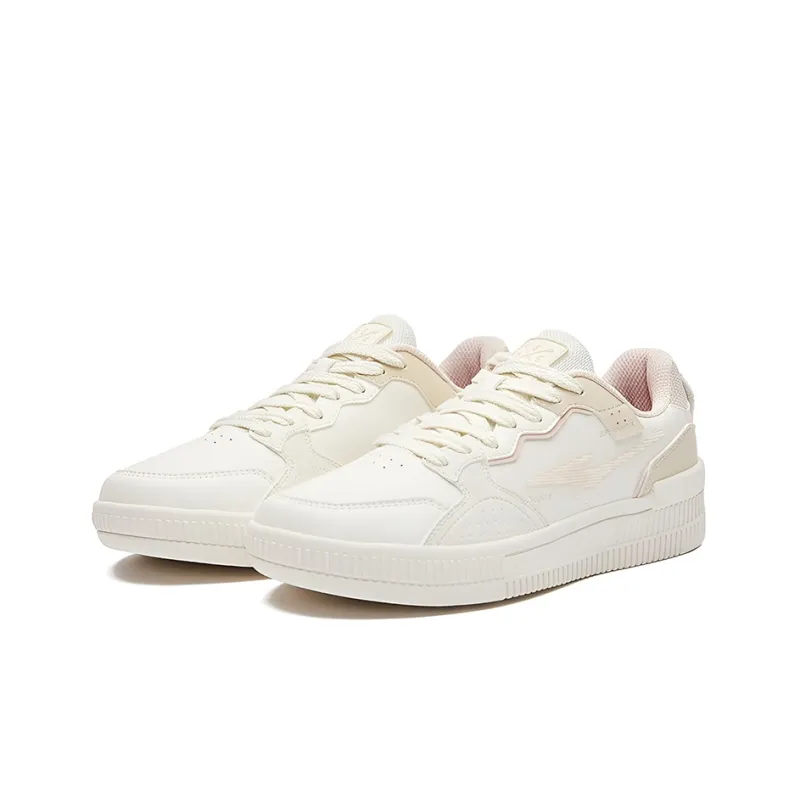Erke Caramel Latte Slip Resistant And Abrasion Resistant Coverage Low Top Skateboard Shoes Women's Clear White Sugar-2