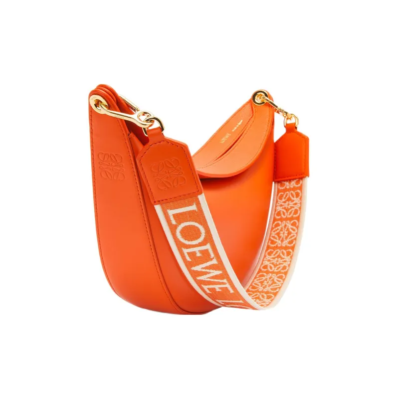 LOEWE Small Luna Bag In Satin Calfskin And Jacquard Orange-4