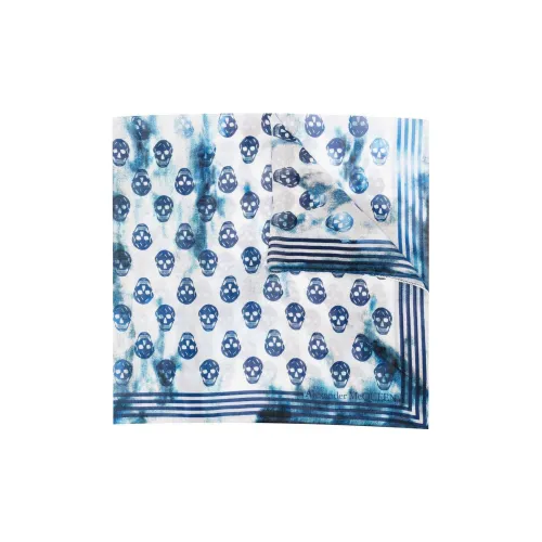 Alexander McQueen Silk Scarves Men Blue