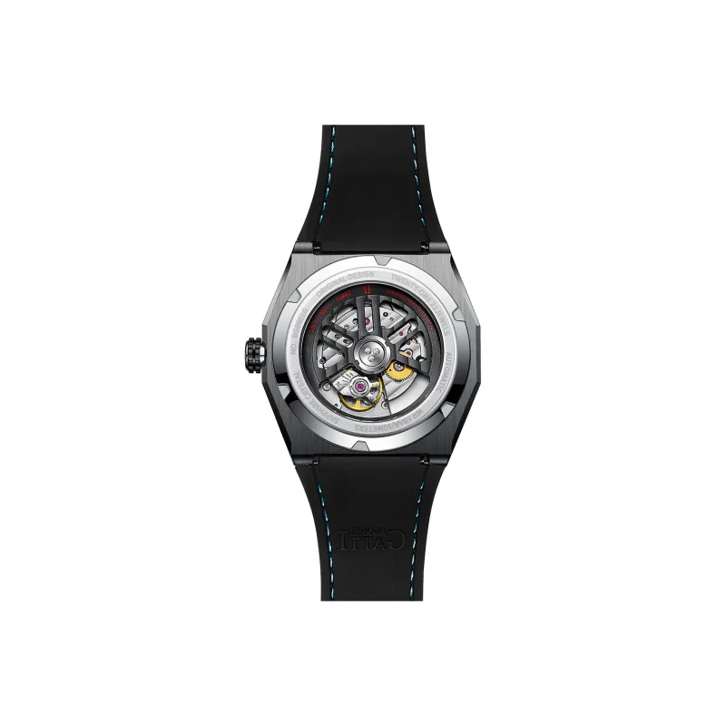 BONEST GATTI King Speed Automatic Mechanical Movement Rubber Strap Watch Men's Watches Black Dial-4