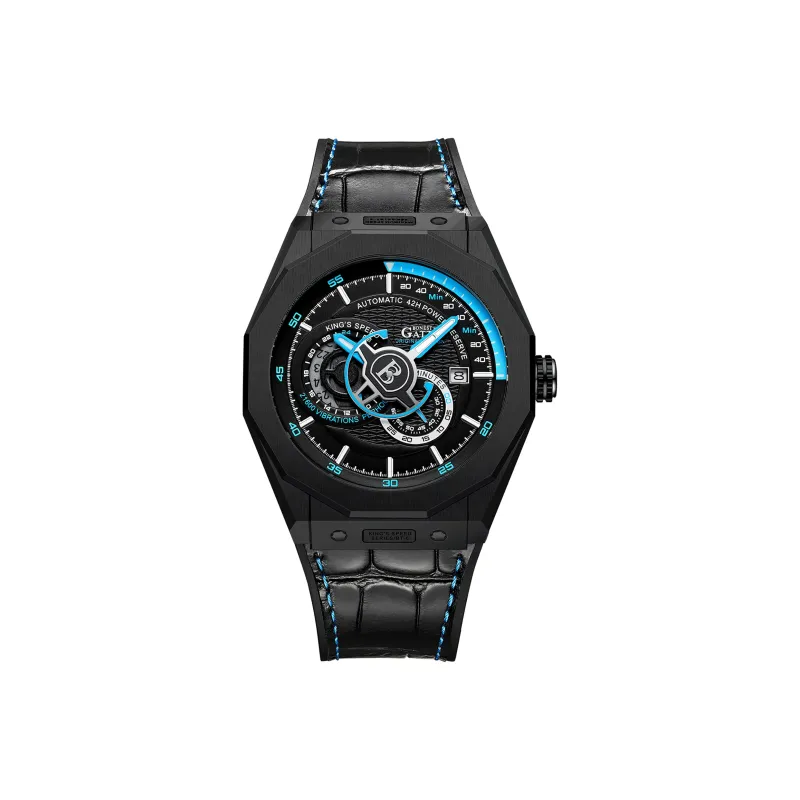 BONEST GATTI King Speed Automatic Mechanical Movement Rubber Strap Watch Men's Watches Black Dial-2
