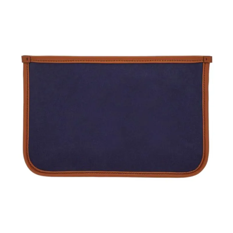 FERRAGAMO Fabric With Leather Clutch Men's Blue-3