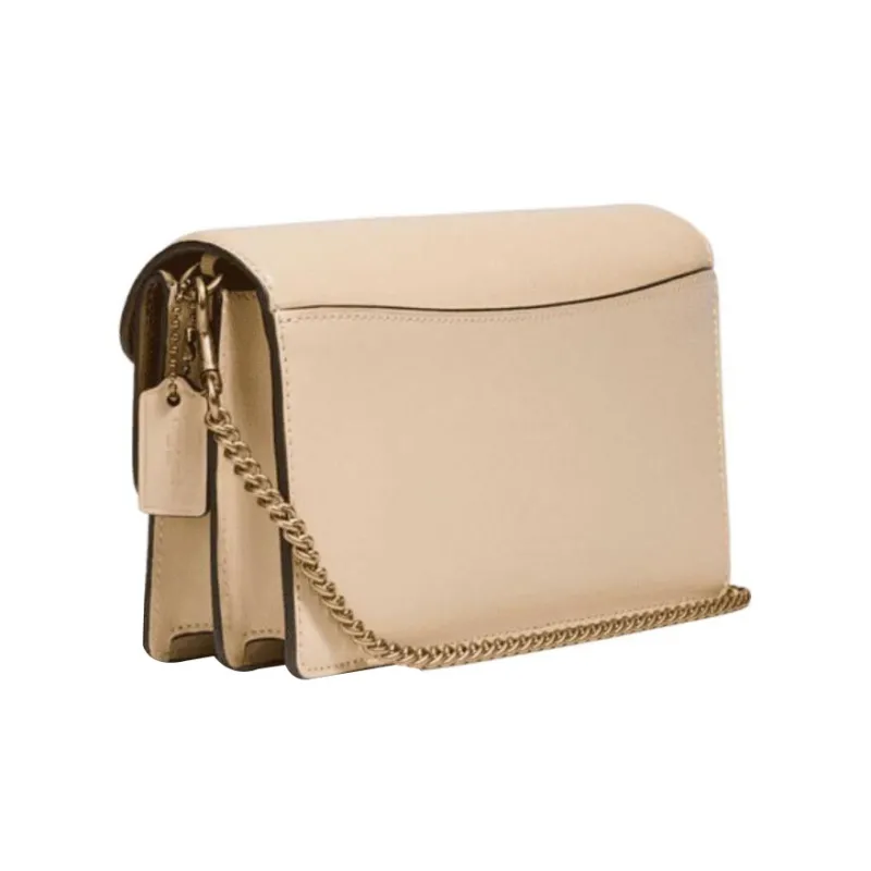 COACH Aster Smooth Finish Calfskin Shoulder Bag Crossbody Bag Small Size Women's Beige With Dusty Pink Accents-1