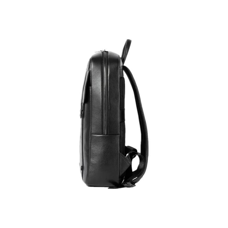NOMK Litchi Grain Top Grain Cow Leather Backpack Regular Men's Black-2