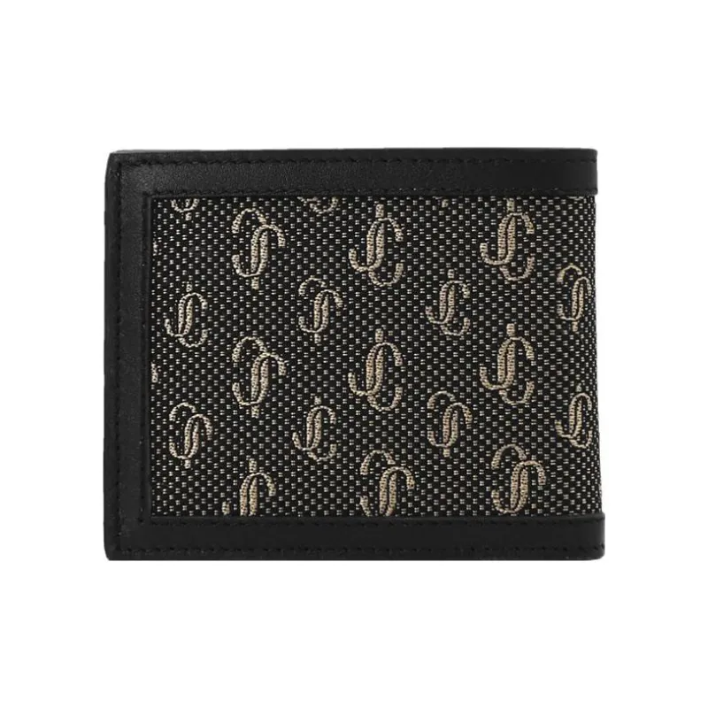 Jimmy Choo Leather With Fabric Wallet Men's Black-1
