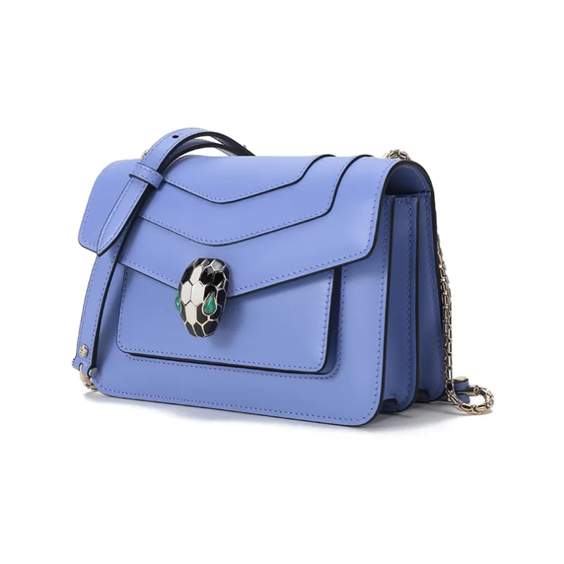 BVLGARI Serpenti Forever Cow Leather Shoulder Bag, Crossbody Bag Women's Lavender-1