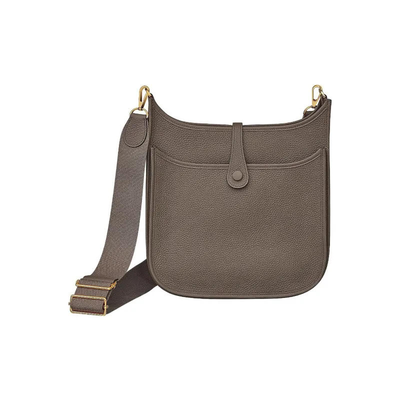 HERMES Evelyne Clemence Bullock Leather Shoulder Bag, Crossbody Bag Women's 8F Gris ÉTain Tin Gray-1
