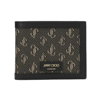 Jimmy Choo Leather With Fabric Wallet Men's Black