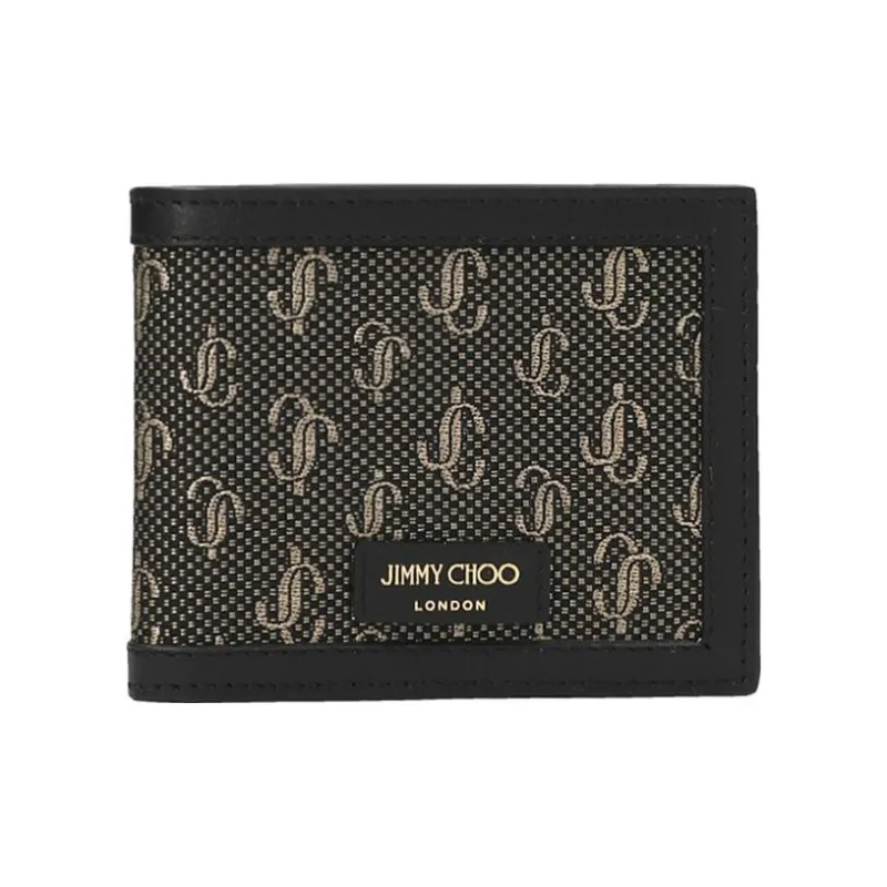 Jimmy Choo Leather With Fabric Wallet Men's Black-0