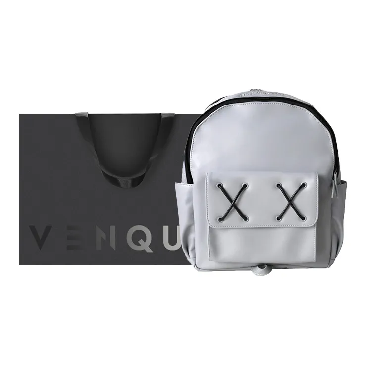 Venque PU Backpack Regular Unisex Mint Green/Dark Gray/Light Gray-1