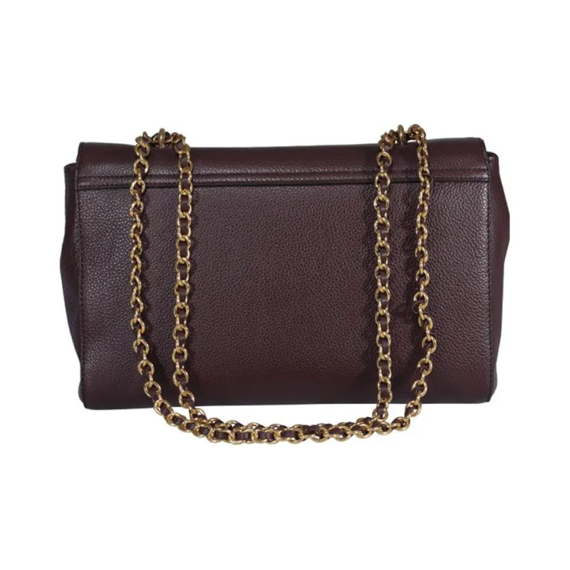 Mulberry Grain Leather Crossbody Bag, Shoulder Bag Women's Burgundy Color-2