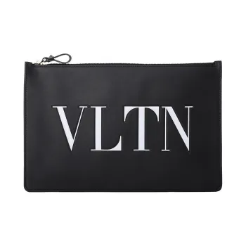 Valentino Cow Leather Storage Bag Coin Purse Clutch Women's Black