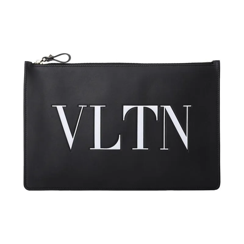 Valentino Cow Leather Storage Bag Coin Purse Clutch Women's Black-0