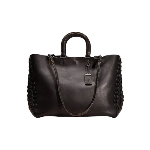 COACH Rogue Genuine Leather Tote Briefcase Laptop Bag Handbag Shoulder Bag Crossbody Bag Large Size Unisex Black