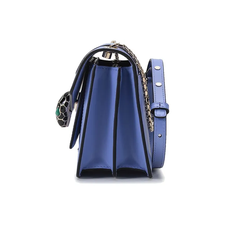BVLGARI Serpenti Forever Cow Leather Shoulder Bag, Crossbody Bag Women's Lavender-2