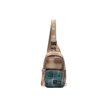 LiNing Polyester Fanny Pack Sling Bags Unisex Brown Plaid