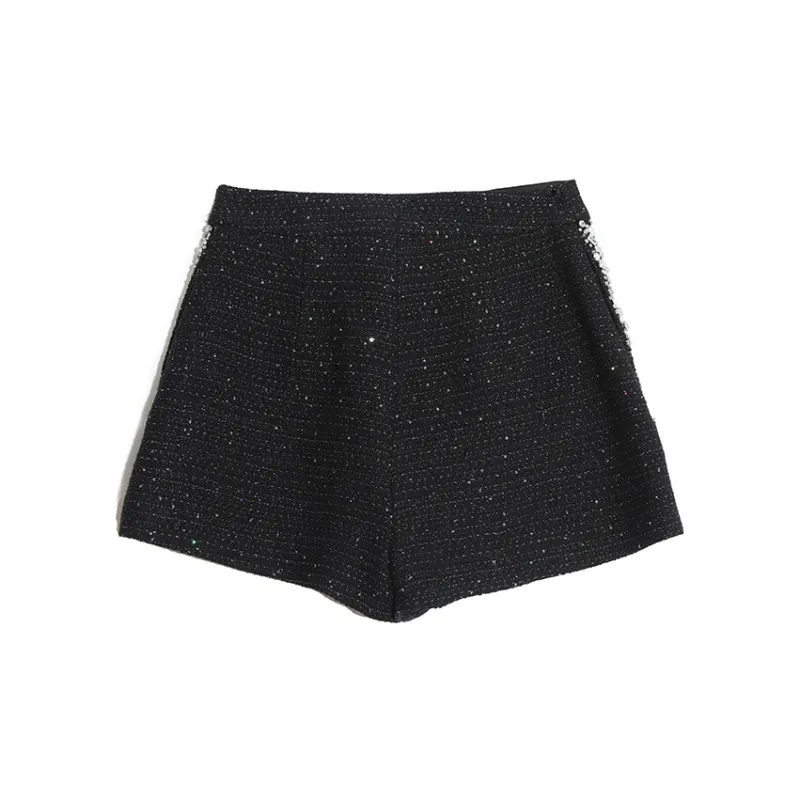 TCH Casual Shorts Women's Black With Silver Logo-1