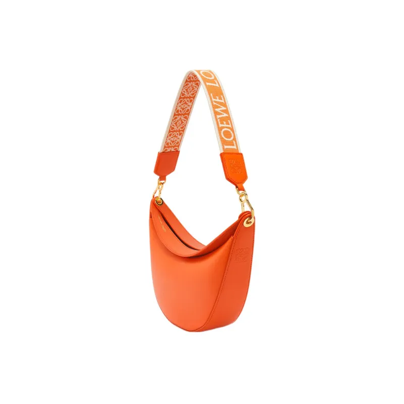 LOEWE Small Luna Bag In Satin Calfskin And Jacquard Orange-1
