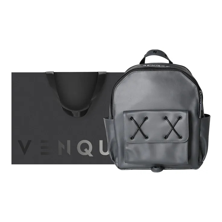 Venque PU Backpack Regular Unisex Mint Green/Dark Gray/Light Gray-5