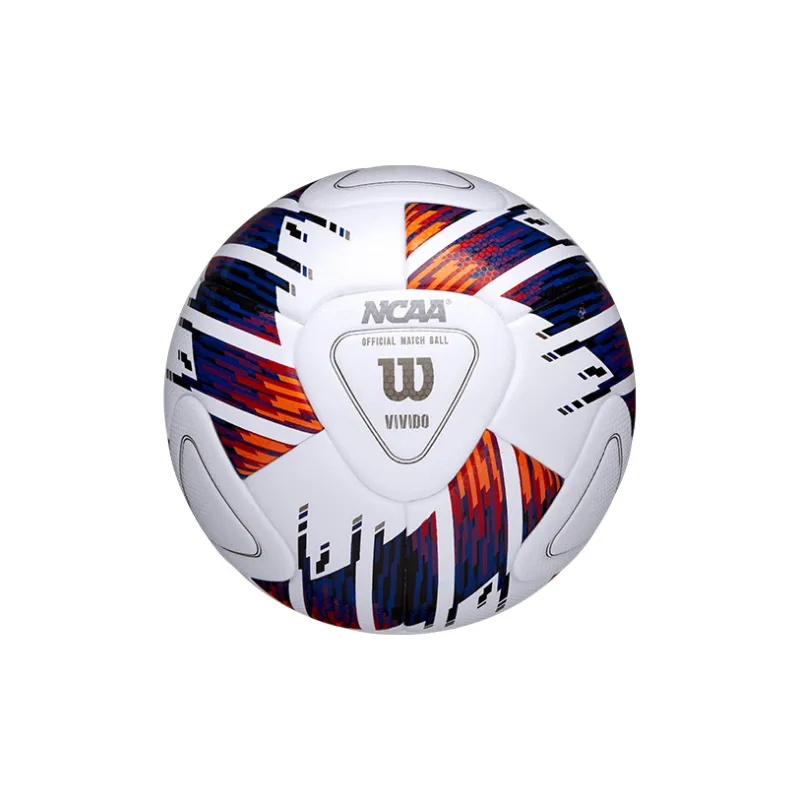 Wilson Size 5 Soccer PU Machine Stitched Soccer Ball Unisex White/Blue/Red-0
