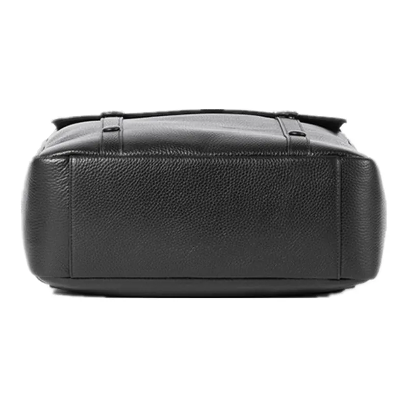 NOMK Litchi Grain Top Grain Cow Leather Backpack Regular Men's Black-4
