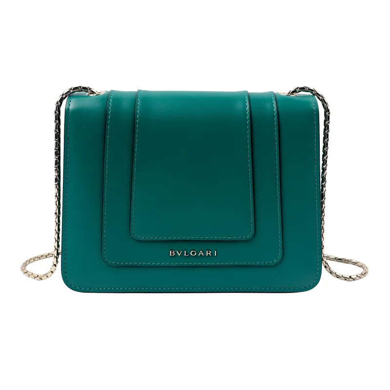BVLGARI Serpenti Forever Calfskin Shoulder Bag Crossbody Bag Small Size Women's Green-2
