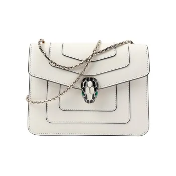BVLGARI Serpenti Forever Calfskin Chain Bag, Crossbody Bag, Shoulder Bag Women's White