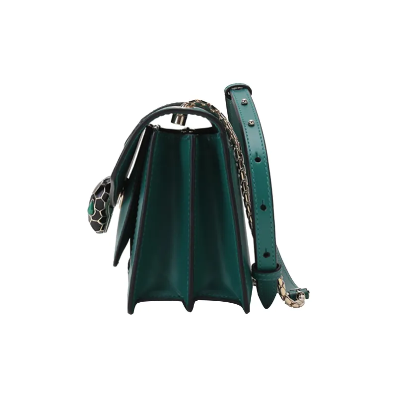 BVLGARI Serpenti Forever Calfskin Crossbody Bag Shoulder Bag Women's Green-2