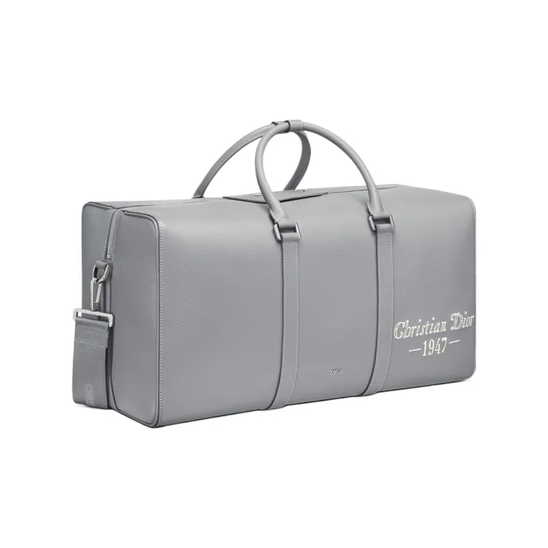 DIOR Lingot Grained Calfskin Travel Bag Gym Bag Portable Crossbody Bag Shoulder Bag Men's Gray-1
