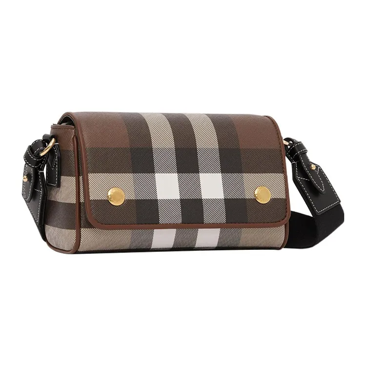 Burberry Check And Leather Crossbody Bag Dark Birch Brown-2