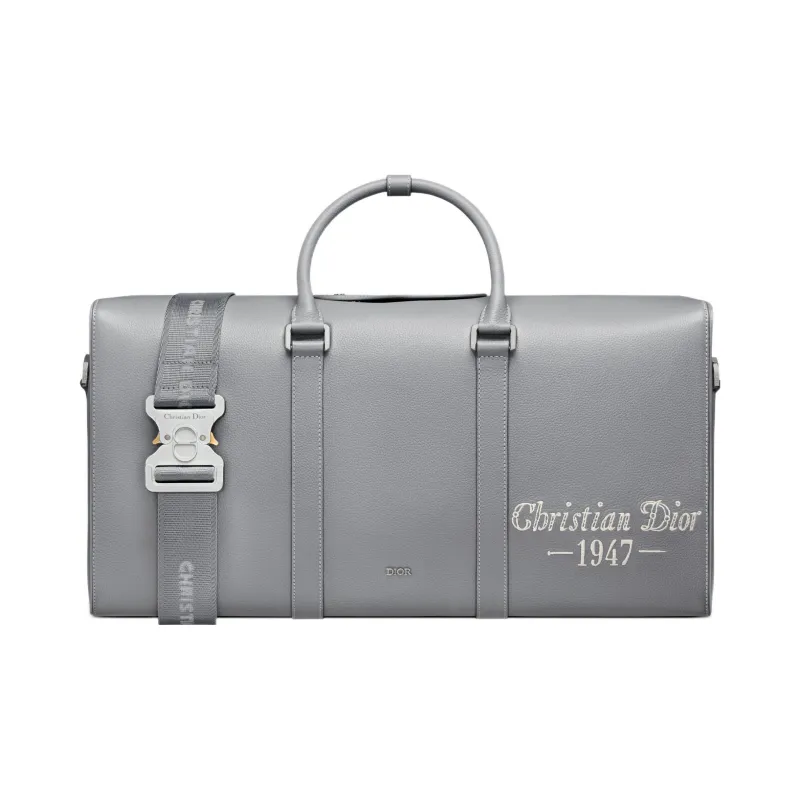 DIOR Lingot Grained Calfskin Travel Bag Gym Bag Portable Crossbody Bag Shoulder Bag Men's Gray-0