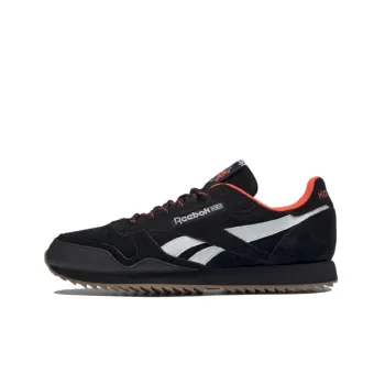 Reebok Cl Leather Ripple Mu Anti-Slip Wear-Resistant Low-Top Running Shoes Black White