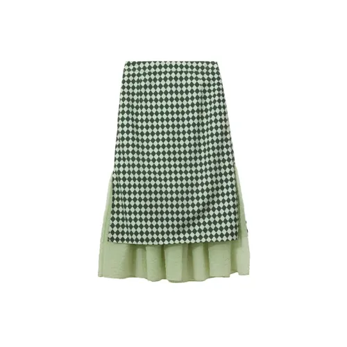 MS-Echo Casual Long Skirts Women's Olive Green