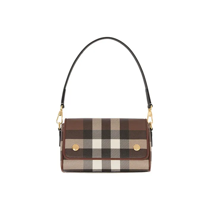 Burberry Check And Leather Crossbody Bag Dark Birch Brown-1