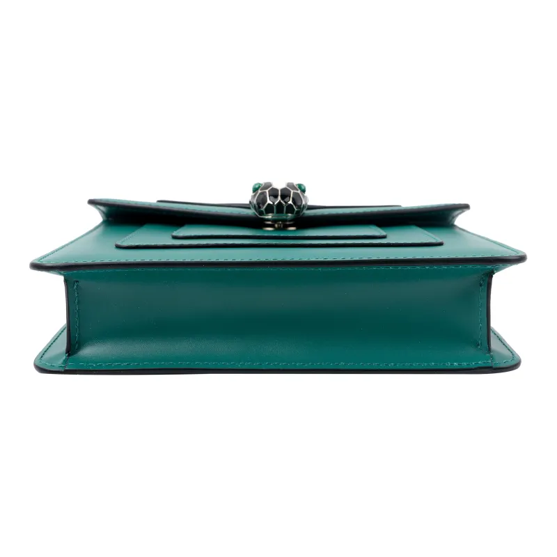 BVLGARI Serpenti Forever Calfskin Shoulder Bag Crossbody Bag Small Size Women's Green-4