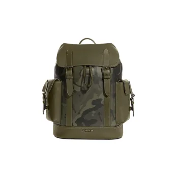 COACH Cow Leather Backpack Large Size Men's Army Green