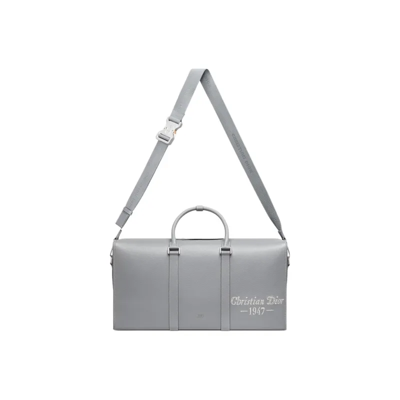 DIOR Lingot Grained Calfskin Travel Bag Gym Bag Portable Crossbody Bag Shoulder Bag Men's Gray-3