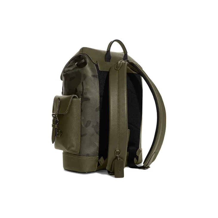 COACH Cow Leather Backpack Tubas Men's Army Green-1