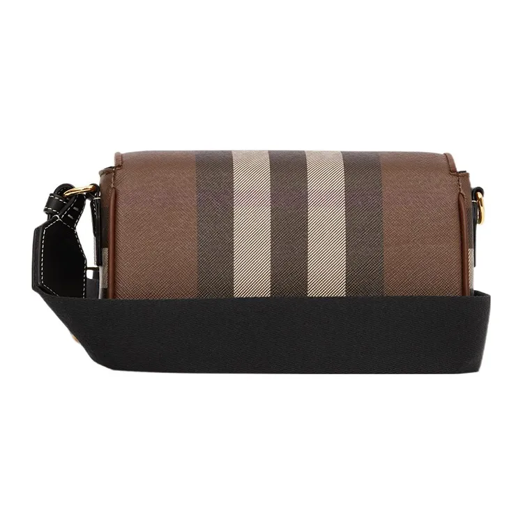 Burberry Check And Leather Crossbody Bag Dark Birch Brown-3