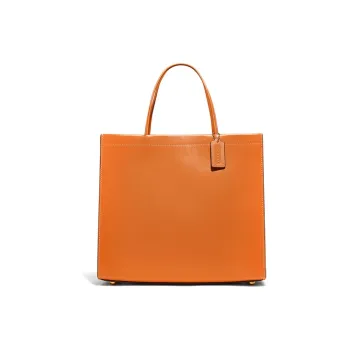 COACH Cashin Leather Solid Color Handbag, Square Tote, Shoulder Bag Large Size Women's Papaya Orange