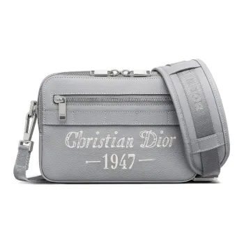 DIOR Grained Calfskin Messenger Bag Shoulder Bag Camera Bag Crossbody Bag Men's Gray