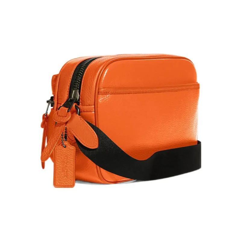 COACH Thompson High-Quality Pebbled Leather Camera Bag Shoulder Bag Crossbody Bag Medium Size Men's Bright Orange-2
