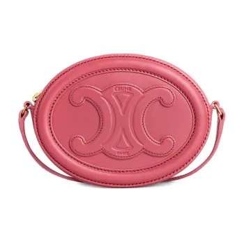 CELINE Cuir Triomphe Triumph Smooth Calf Leather Mooncake Bag, Shoulder Bag, Crossbody Bag Women's Bright Pink Rose Red