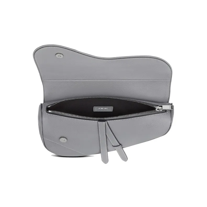 DIOR Saddle Grained Calfskin Saddle Bag Shoulder Bag Crossbody Bag Sling Bag Men's Gray-2