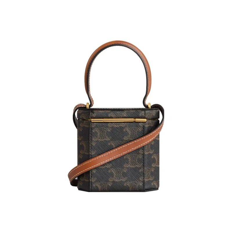 CELINE Triumph Gate Cuir Smooth Cow Leather Box Bag Shoulder Bag Crossbody Bag Handbag Women's Tawny Caramel-2